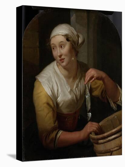 Woman Selling Herring-Godfried Schalcken-Stretched Canvas