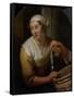 Woman Selling Herring-Godfried Schalcken-Framed Stretched Canvas