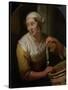 Woman Selling Herring-Godfried Schalcken-Stretched Canvas