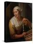 Woman Selling Herrings, 1675-80 (Oil on Panel)-Godfried Schalken Or Schalcken-Stretched Canvas