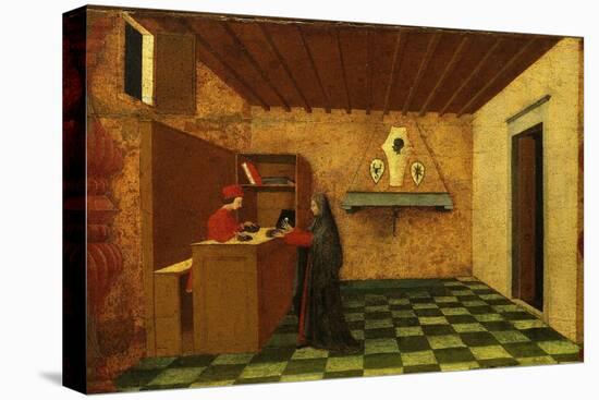 Woman Selling the Host to a Jewish Merchant, First Scene from the Miracle of the Desecrated Host-Paolo Uccello-Stretched Canvas