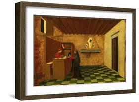 Woman Selling the Host to a Jewish Merchant, First Scene from the Miracle of the Desecrated Host-Paolo Uccello-Framed Giclee Print