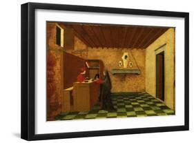 Woman Selling the Host to a Jewish Merchant, First Scene from the Miracle of the Desecrated Host-Paolo Uccello-Framed Giclee Print