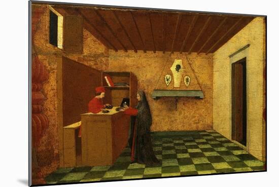 Woman Selling the Host to a Jewish Merchant, First Scene from the Miracle of the Desecrated Host-Paolo Uccello-Mounted Giclee Print