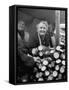 Woman Selling Vegetables at an Open Air Market Stall-Nina Leen-Framed Stretched Canvas