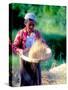 Woman Separates Rice From Hulls, Bali, Indonesia-Merrill Images-Stretched Canvas