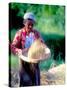 Woman Separates Rice From Hulls, Bali, Indonesia-Merrill Images-Stretched Canvas