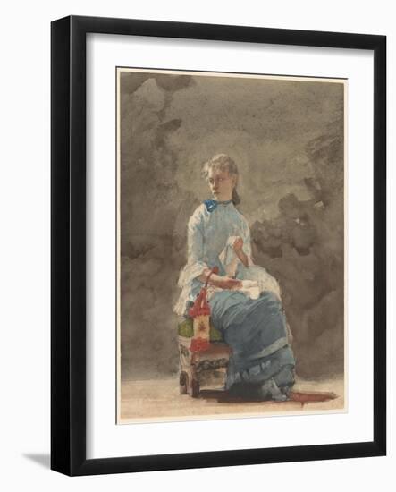 Woman Sewing, 1878-9-Winslow Homer-Framed Giclee Print