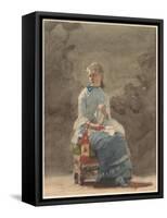 Woman Sewing, 1878-9-Winslow Homer-Framed Stretched Canvas