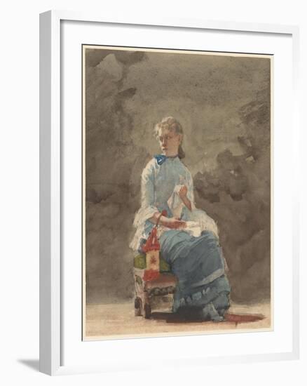 Woman Sewing, 1878-9-Winslow Homer-Framed Giclee Print