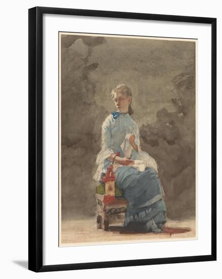 Woman Sewing, 1878-9-Winslow Homer-Framed Giclee Print