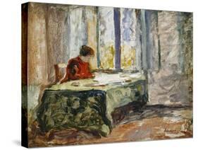 Woman Sewing; Femme Cousant-Henri Lebasque-Stretched Canvas