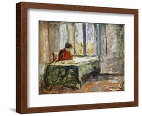 Woman Sewing; Femme Cousant-Henri Lebasque-Framed Giclee Print