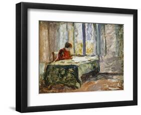 Woman Sewing; Femme Cousant-Henri Lebasque-Framed Giclee Print