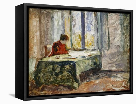 Woman Sewing; Femme Cousant-Henri Lebasque-Framed Stretched Canvas