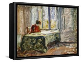 Woman Sewing; Femme Cousant-Henri Lebasque-Framed Stretched Canvas