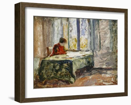 Woman Sewing; Femme Cousant-Henri Lebasque-Framed Giclee Print