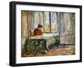 Woman Sewing; Femme Cousant-Henri Lebasque-Framed Giclee Print