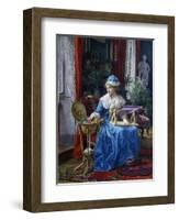 Woman Sewing on Loom-Tito Agujari-Framed Giclee Print