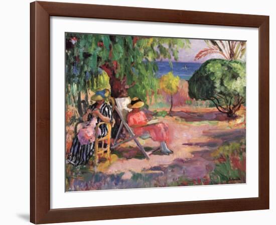 Woman Sewing-Henri Lebasque-Framed Art Print