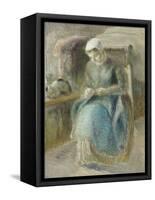 Woman Sewing-Camille Pissarro-Framed Stretched Canvas