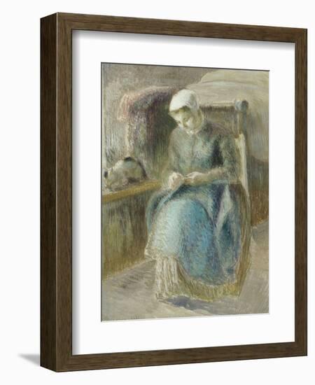 Woman Sewing-Camille Pissarro-Framed Giclee Print