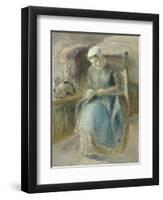 Woman Sewing-Camille Pissarro-Framed Giclee Print