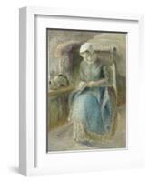 Woman Sewing-Camille Pissarro-Framed Giclee Print