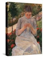 Woman Sewing-Mary Cassatt-Stretched Canvas