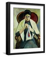 Woman Sewing-Auguste Macke-Framed Giclee Print