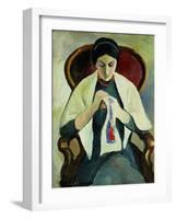 Woman Sewing-Auguste Macke-Framed Giclee Print