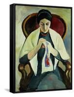 Woman Sewing-Auguste Macke-Framed Stretched Canvas