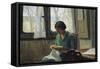 Woman Sewing-Alcide Davide Campestrini-Framed Stretched Canvas