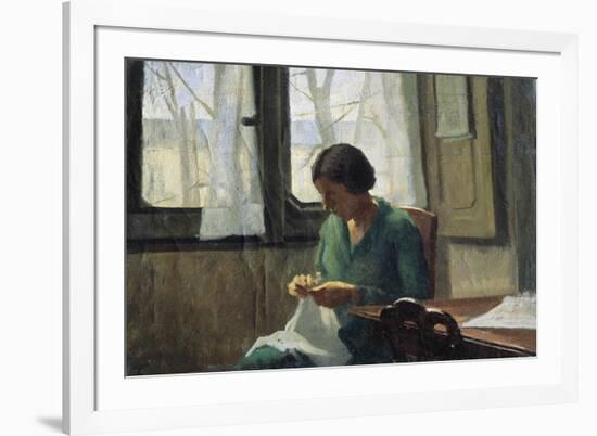 Woman Sewing-Alcide Davide Campestrini-Framed Giclee Print