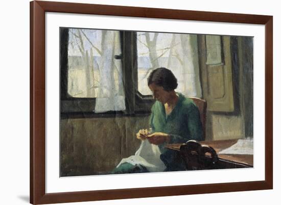 Woman Sewing-Alcide Davide Campestrini-Framed Giclee Print