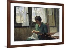 Woman Sewing-Alcide Davide Campestrini-Framed Giclee Print