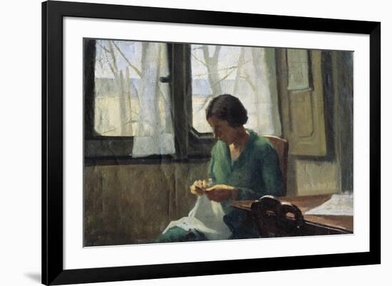 Woman Sewing-Alcide Davide Campestrini-Framed Giclee Print