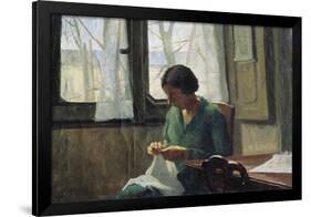 Woman Sewing-Alcide Davide Campestrini-Framed Giclee Print