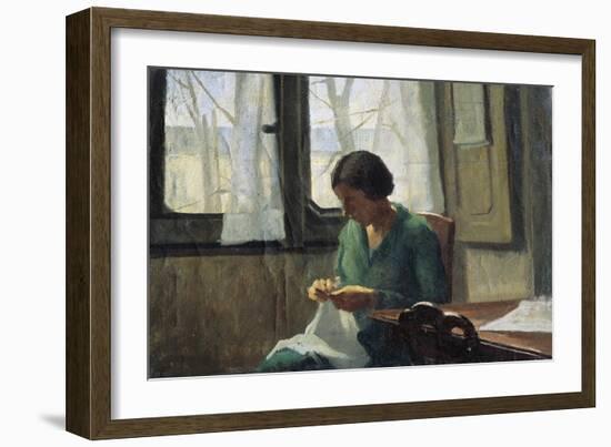 Woman Sewing-Alcide Davide Campestrini-Framed Giclee Print