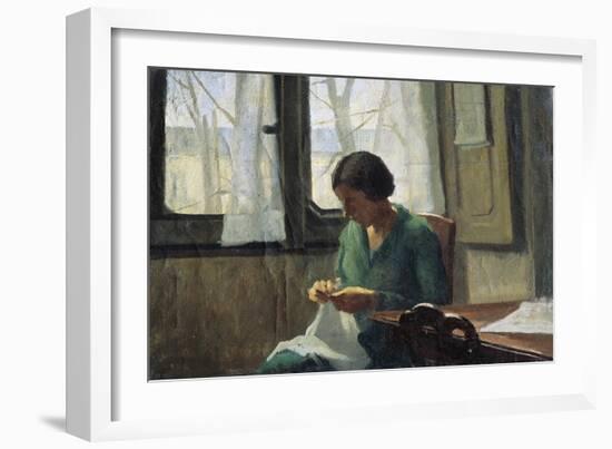 Woman Sewing-Alcide Davide Campestrini-Framed Giclee Print