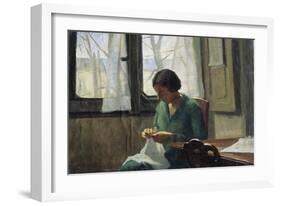 Woman Sewing-Alcide Davide Campestrini-Framed Giclee Print