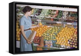 Woman Shopping at Grocery Store-William P. Gottlieb-Framed Stretched Canvas