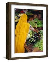 Woman Shopping for Vegetables at a Market in Jodphur, Rajasthan, India-Bruno Morandi-Framed Photographic Print