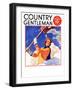 "Woman Shoveling Snow," Country Gentleman Cover, February 1, 1935-John Newton Howitt-Framed Giclee Print