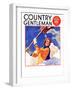 "Woman Shoveling Snow," Country Gentleman Cover, February 1, 1935-John Newton Howitt-Framed Giclee Print