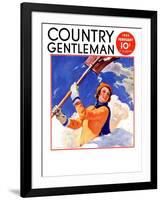 "Woman Shoveling Snow," Country Gentleman Cover, February 1, 1935-John Newton Howitt-Framed Giclee Print