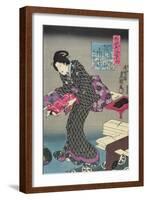 Woman Showing Fabric Samples-Utagawa Kunisada-Framed Giclee Print