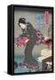 Woman Showing Fabric Samples-Utagawa Kunisada-Framed Stretched Canvas