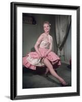 Woman Showing Garter-null-Framed Photographic Print