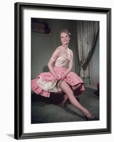 Woman Showing Garter-null-Framed Photographic Print